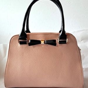 KATE SPADE N.Y. HENDERSON BOW SATCHEL BAG PEBBLE LEATHER BLUSH PINK BLACK